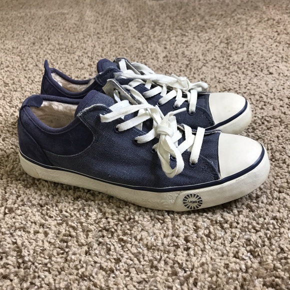 UGG Shoes - UGG Shoes Blue Canvas Suede Lace Up Fur Lined
